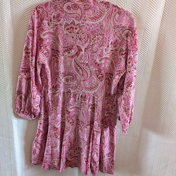 NWT Zara Women’s Pink Paisley Button-Up Dress, Size XS, Summer, Spring Feminine - Picture 9 of 11